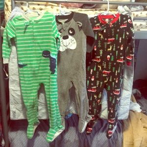Carter’s brand footie jammies.